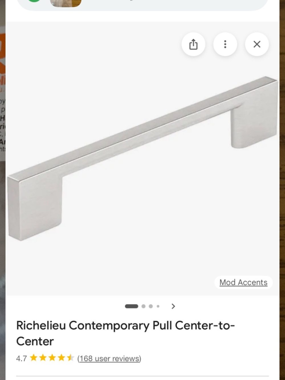 Contemporary Brushed Nickel Pull - Silver 5 inch centers